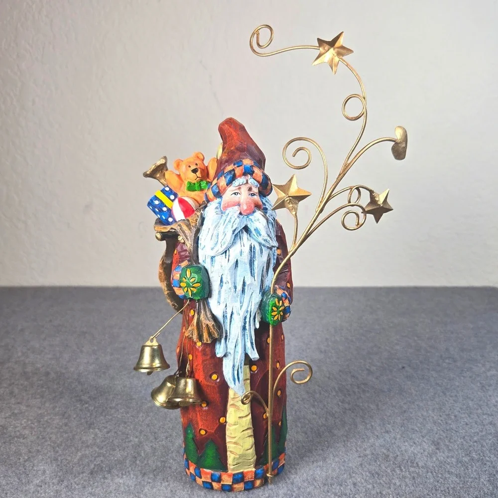 Vintage Folk Art Pencil Santa Figurine 11.5